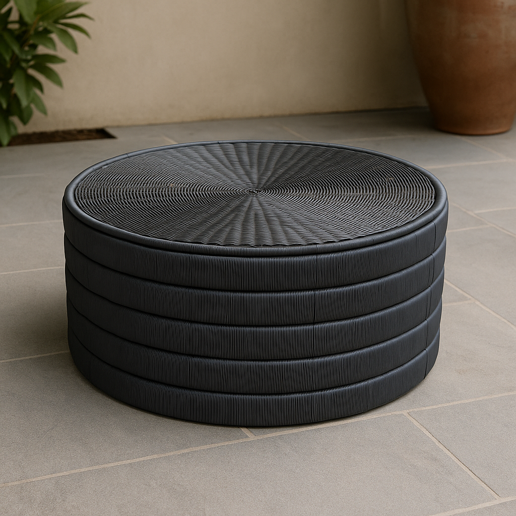 Roman Black Rattan Coffe table