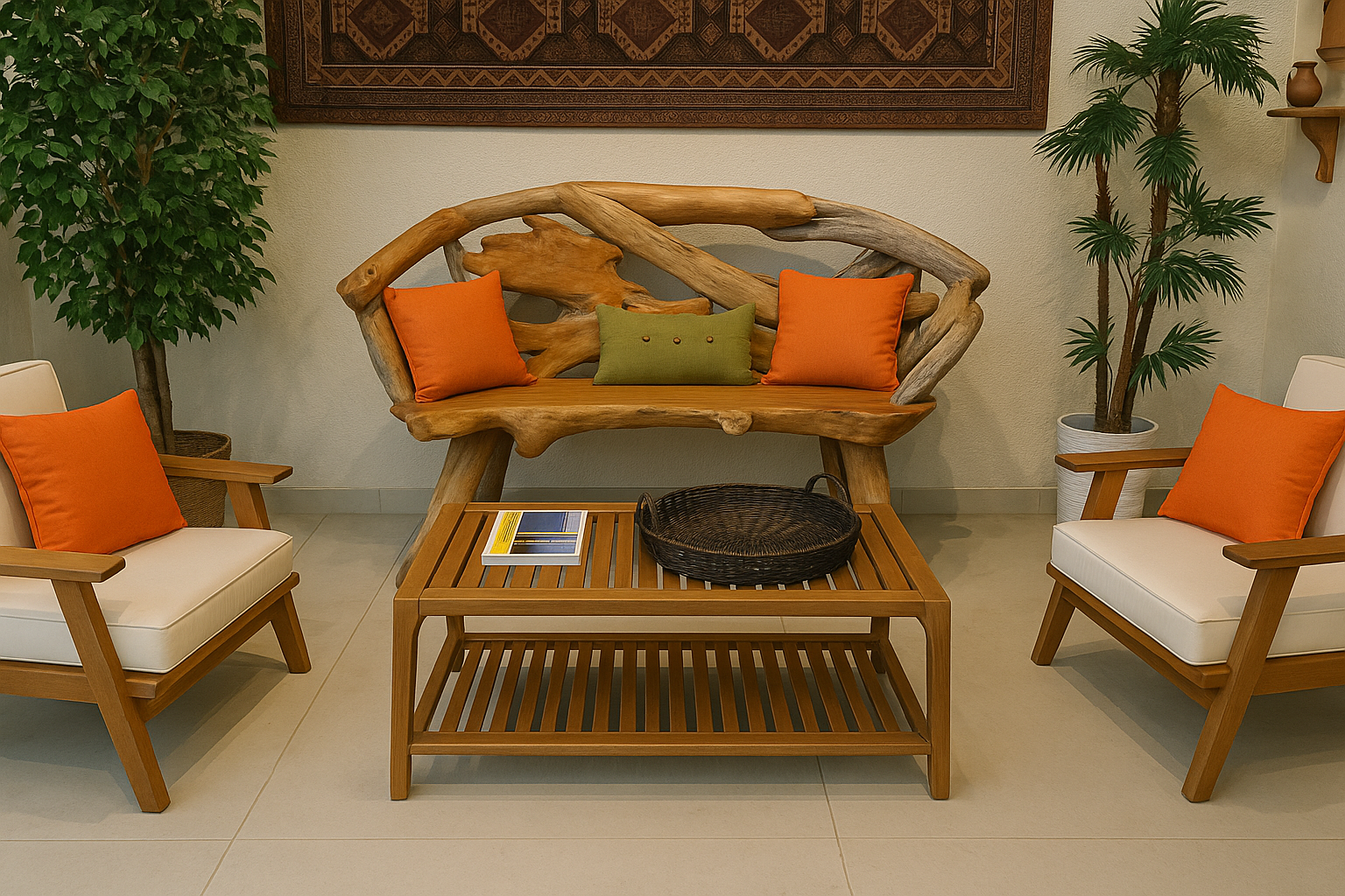 Gaia's Rest Teak Root Bench